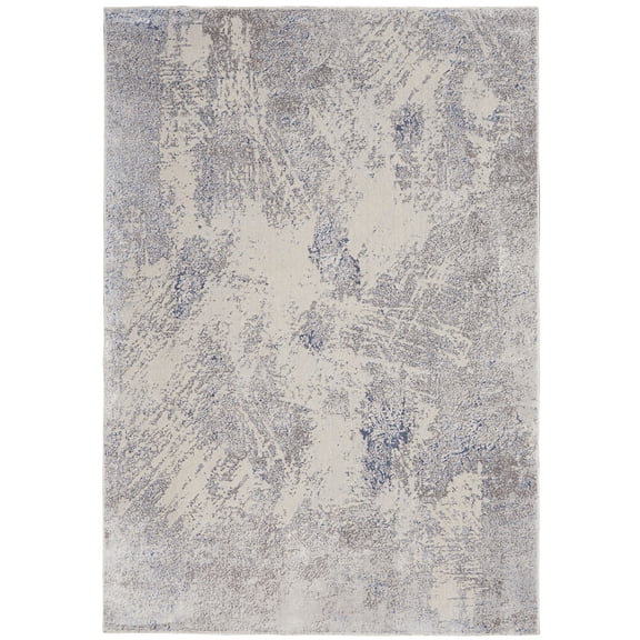 Nourison Sleek Textures 3'11" x 5'11" (4' x 6') Ivory/Grey Area Rug Distressed Abstract by Nourison