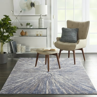 Nourison Sleek Textures Abstract Blue/Grey 5'3" x 7'3" Area Rug, (5x7)