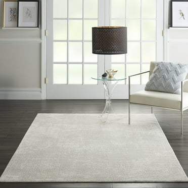 Nourison Sleek Textures Abstract Ivory/Grey 5'3" x 7'3" Area Rug, (5x7)