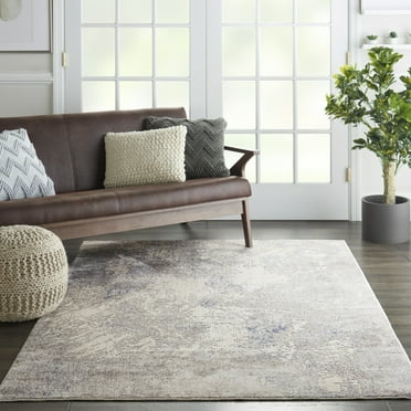 Nourison Sleek Textures Abstract Ivory/Grey 5'3" x 7'3" Area Rug, (5x7)