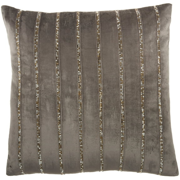 Nourison Sofia Dark Grey Decorative Throw Pillow , 20"X20"