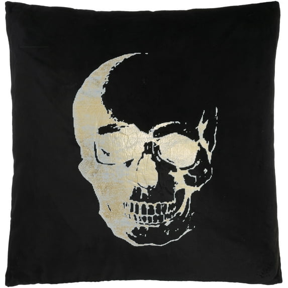 Nourison Sofia Metallic Skull Black 20" x 20" Throw Pillow