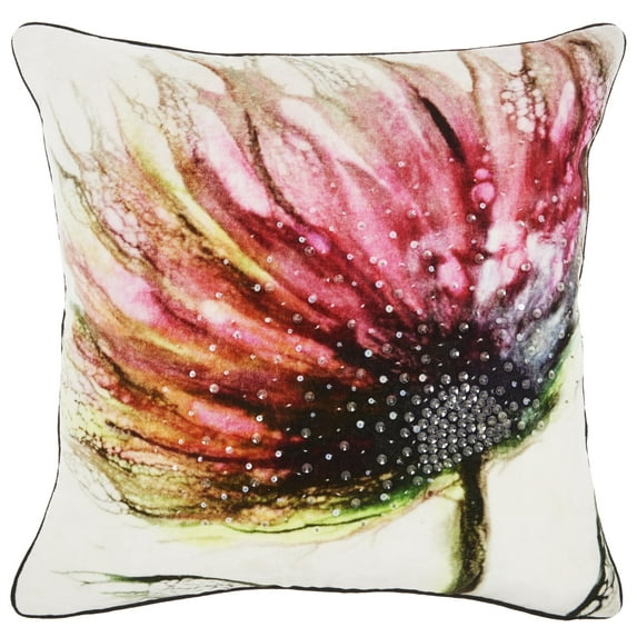 Nourison Sofia Sequin Flower Multicolor 18" x 18" Throw Pillow