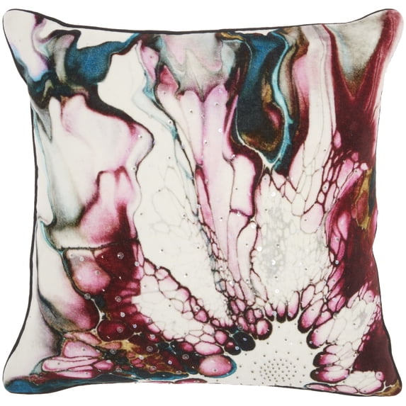 Nourison Sofia Watercolor Flower Multicolor 18" x 18" Throw Pillow