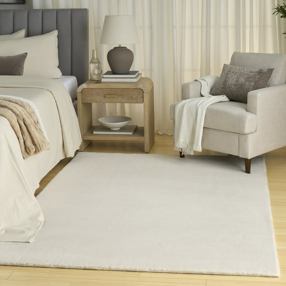 Nourison Soft Plush Rabbit Fur 5' x 7' Beige Contemporary Indoor Rug