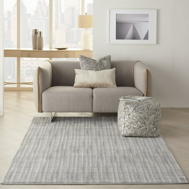 Nourison Solace Geometric Grey/Beige 5'3" x 7'3" Area Rug, (5x7)
