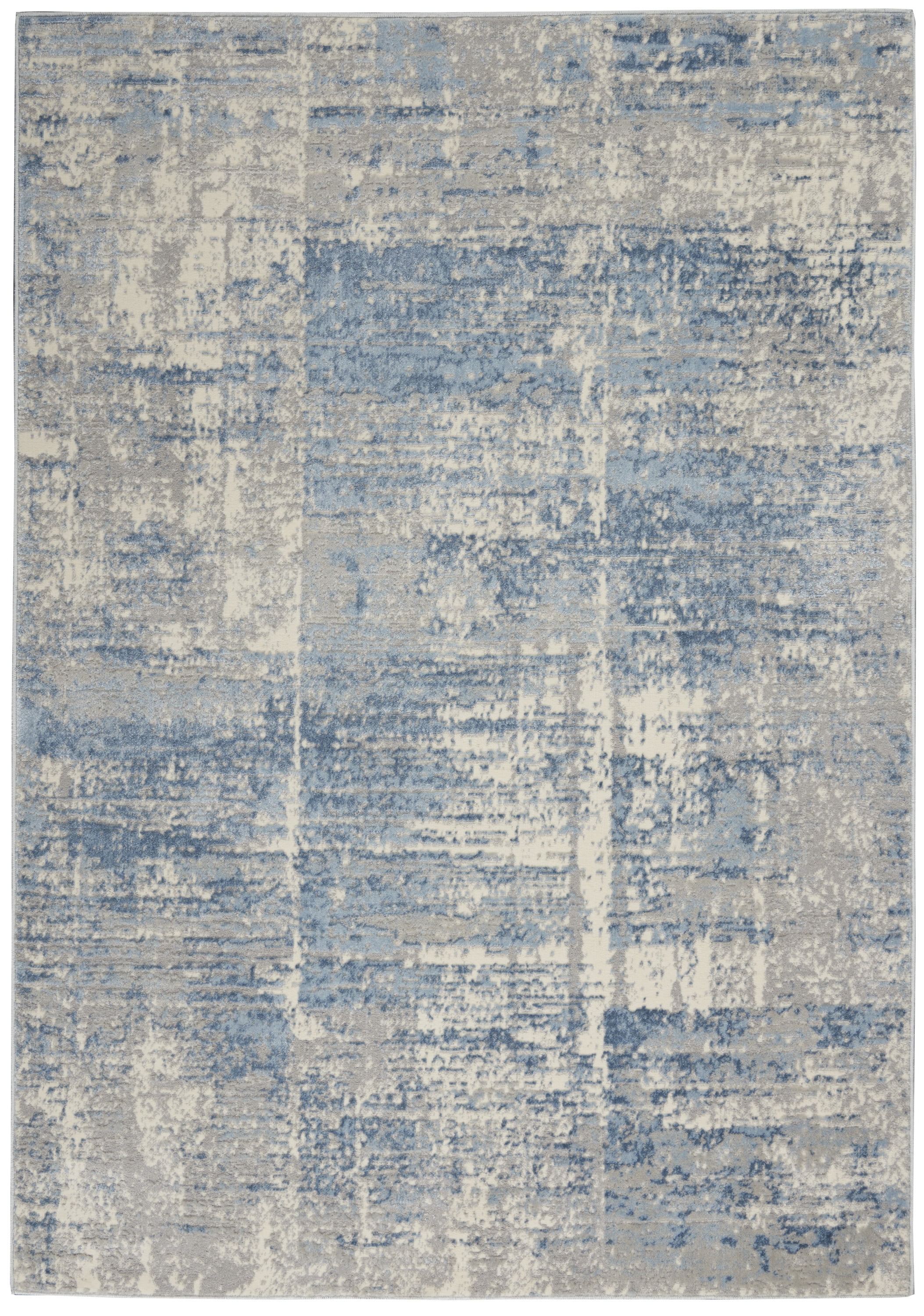 Blue Abstract Hand-knotted Synthetic 5' x 7' Area Rug