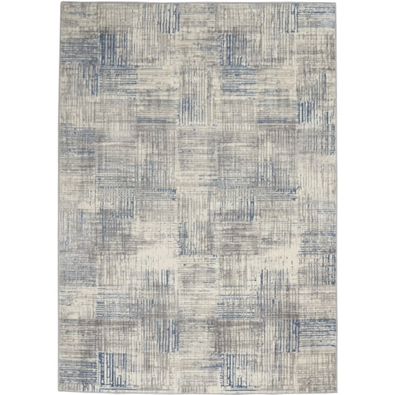 Nourison Sollace Modern Texture Indoor Area Rug Ivory/Grey/Blue 5'3" x 7'3"