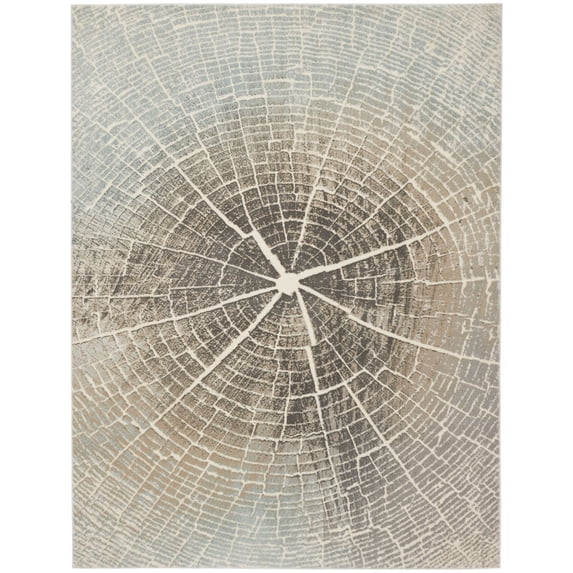 Nourison Soma SOM06 Indoor only Area Rug - Teal Grey Ivory 7'10" x 9'10"