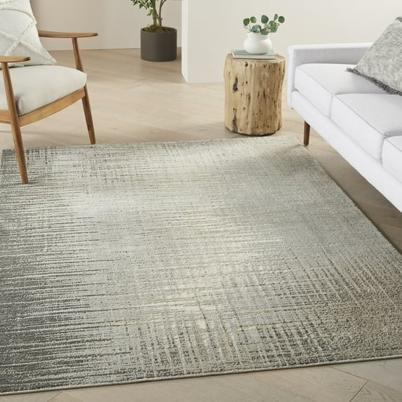Nourison Soma Contemporary Abstract Area Rug 4' x 6' - Grey/Ivory