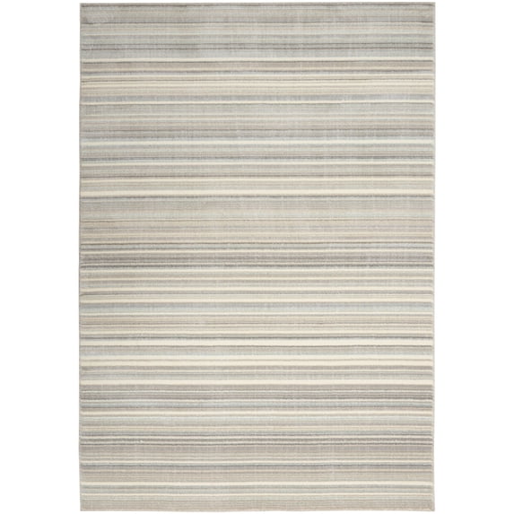 Nourison Soma SOM07 Indoor only Area Rug - Grey Ivory Teal 5'3" x 7'3"