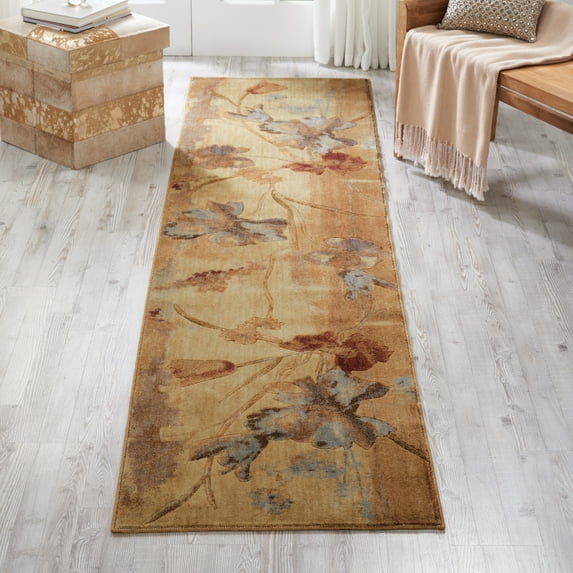 Nourison Somerset Floral Beige 2'3" x 10' Area Rug, (2x10)