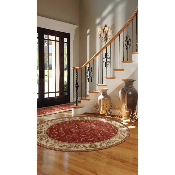 Nourison Somerset Floral Red 5'6" x ROUND Area Rug, (6 Round)