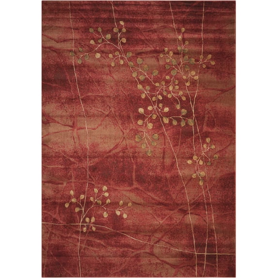Nourison Somerset Modern Botanical Flame 2' x 2'9" Area Rug, (2' x 3')