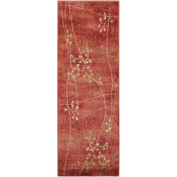 Nourison Somerset Modern Botanical Flame 2' x 5'9" Area Rug, (6' Runner)