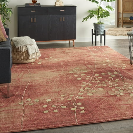 Nourison Somerset Modern Botanical Flame 7'9" x 10'10" Area Rug, (8' x 11')