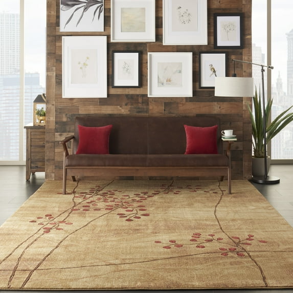Nourison Somerset Modern Botanical Latte 9' x 12' Area Rug, (9' x 12')