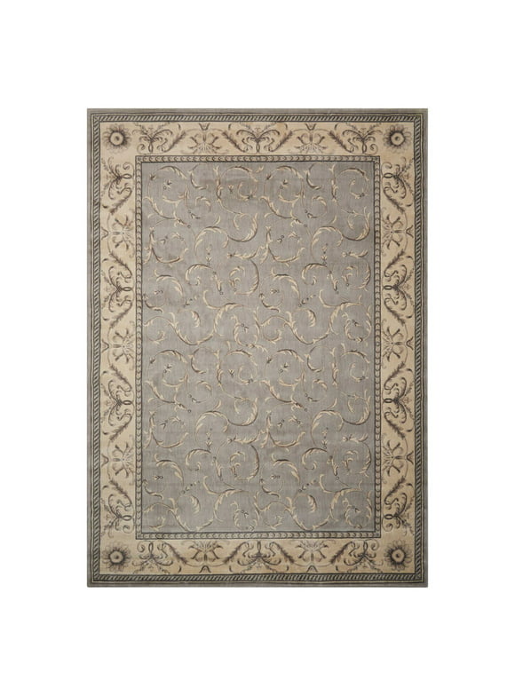 Nourison Somerset Rectangle Traditional Polyester Acrylic Area Rug in Silver