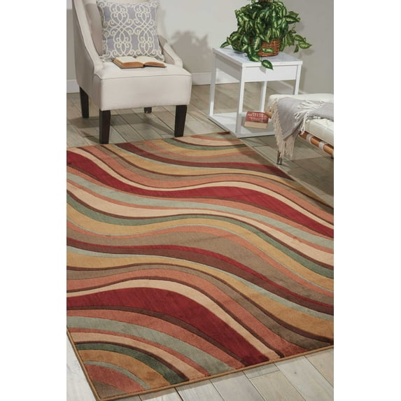 Nourison Somerset Striped Multicolor 5'3" x 7'5" Area Rug, (5x7)