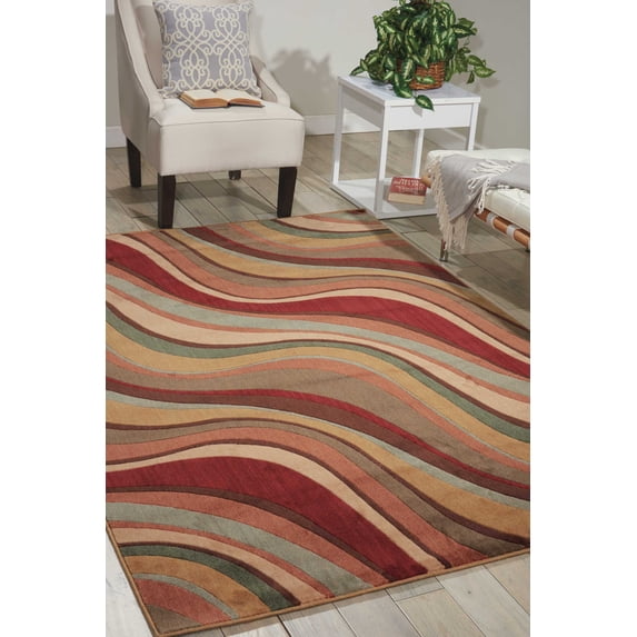 Nourison Somerset Striped Multicolor 7'9" x 10'10" Area Rug, (8x11)
