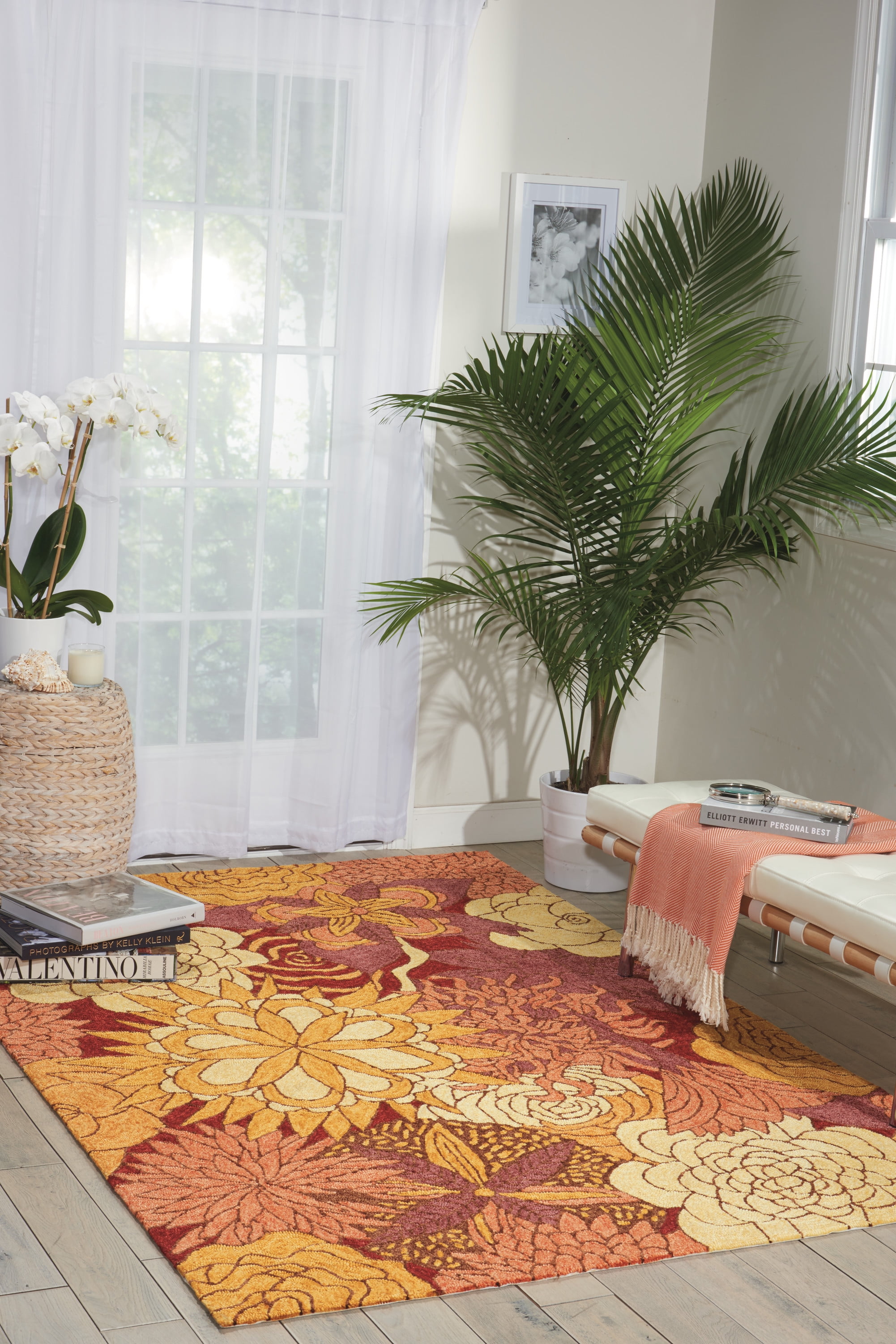 Floorsense Area Rug Nourison South Beach Indoor/Outdoor Floral Artistic Spice 5' x 7'6 ...