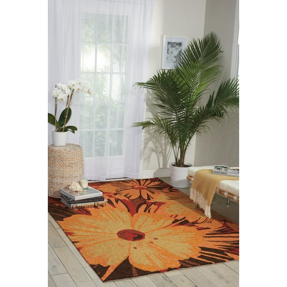 Nourison South Beach Indoor/Outdoor Floral Modern Multicolor 5' x 7'6" Area Rug, (5' x 8')