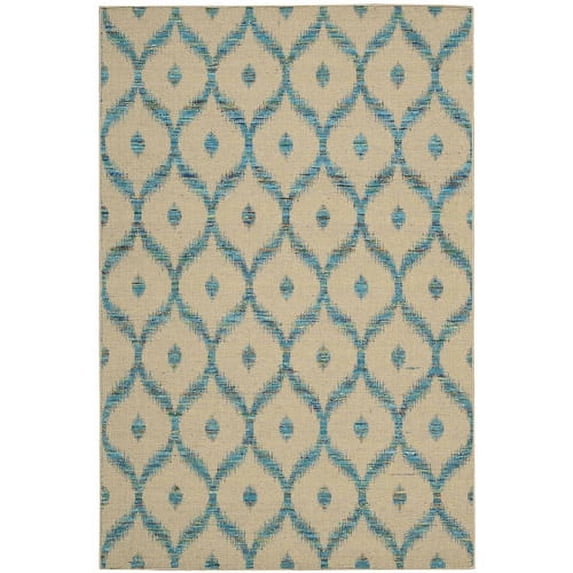 Nourison Spectrum Area Rug Beige/Blue 5'3" x 7'5" 5' x 8' Indoor, Handmade Living Room, Bedroom, Dining Room Blue Transitional