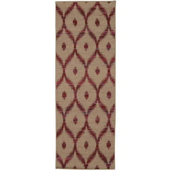 Nourison Spectrum Area Rug Beige/Red 2'6" x 4' 2' x 3' Accent, Indoor, Handmade Entryway, Kitchen, Bathroom Burgundy Transitional