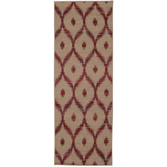 Nourison Spectrum Area Rug Beige/Red 5'3" x 7'5" 6' x 9' Indoor,Handmade Bedroom,Dining Room,Living Room Burgundy Transitional