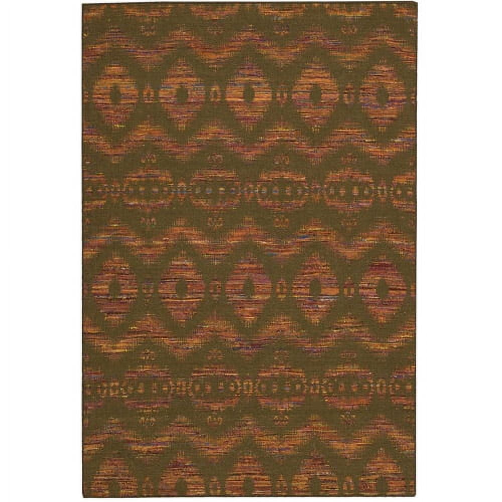 Handmade Orange and Brown Wool Silk Ikat Runner Rug