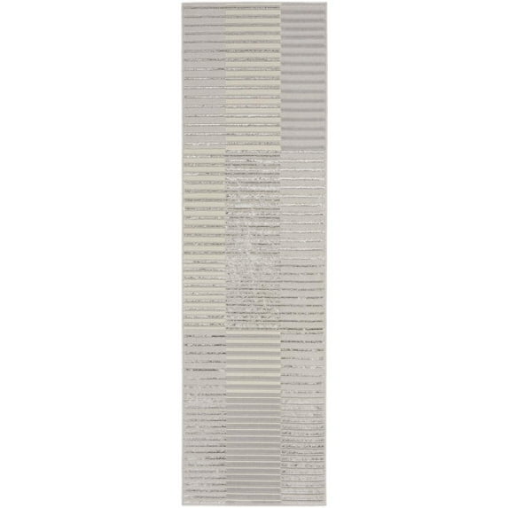 Nourison Splash 2'2" x 7'6" Silver Grey Modern Indoor Fabric Rug