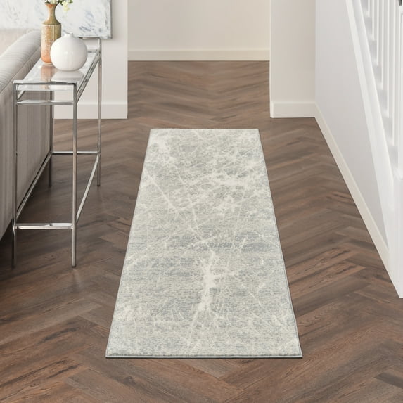 Nourison Splendid Abstract Ivory Grey 2'2" x 7'6" Area Rug (2x8)