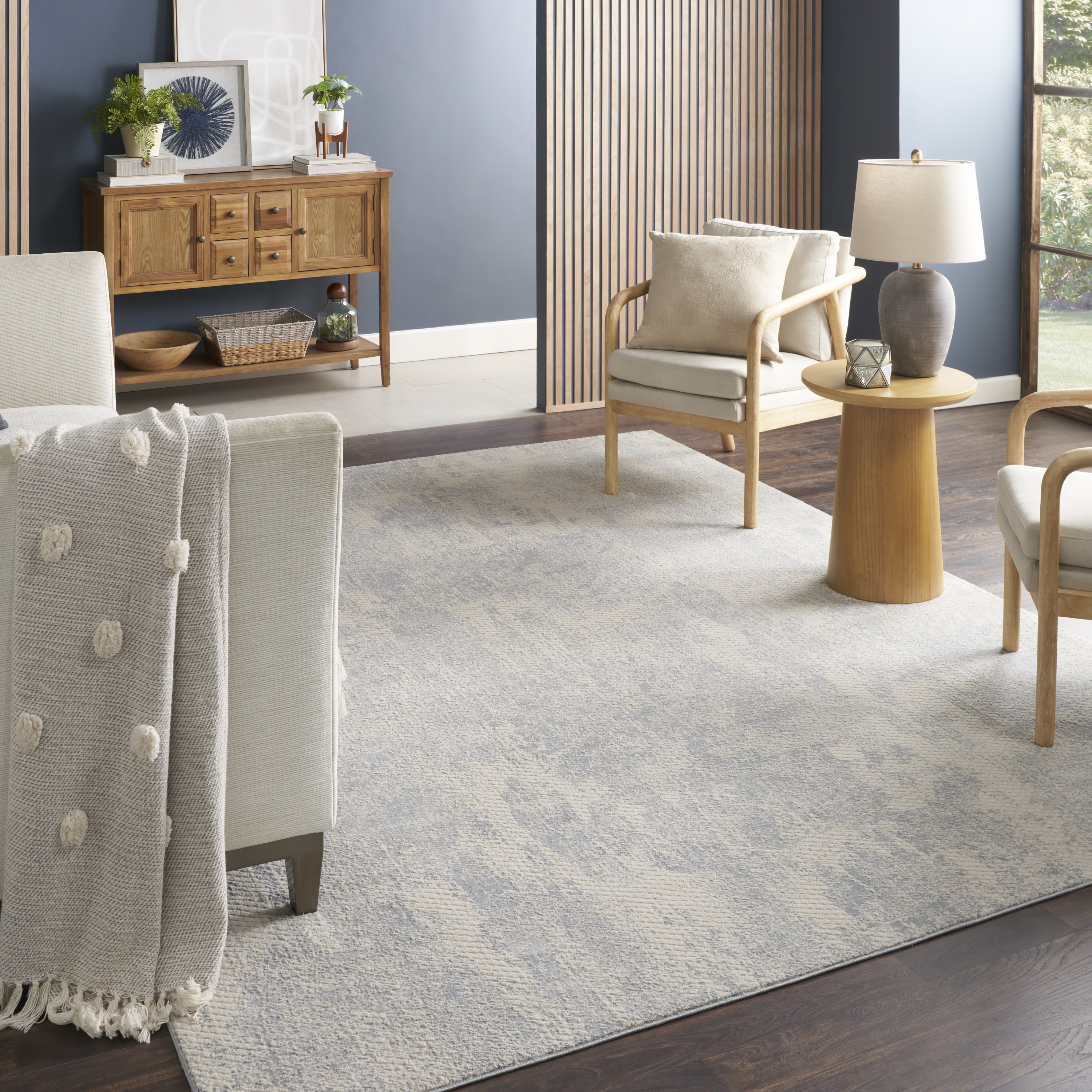 Contemporary 5x8 Area Rug By PowerSellerUSA – Abstract Pattern, Lightly Carved Polypropylene – Actual Size 5'3" X 7'2"