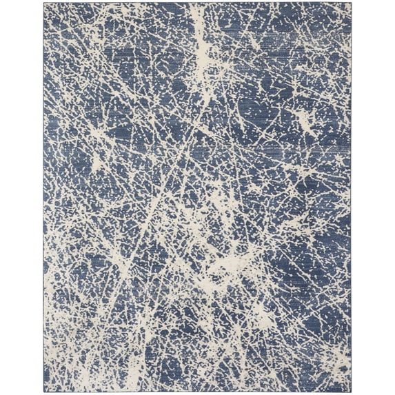 Nourison Splendid Modern Abstract High-Low Indoor Area Rug Navy Ivory 7'10" x 9'10"