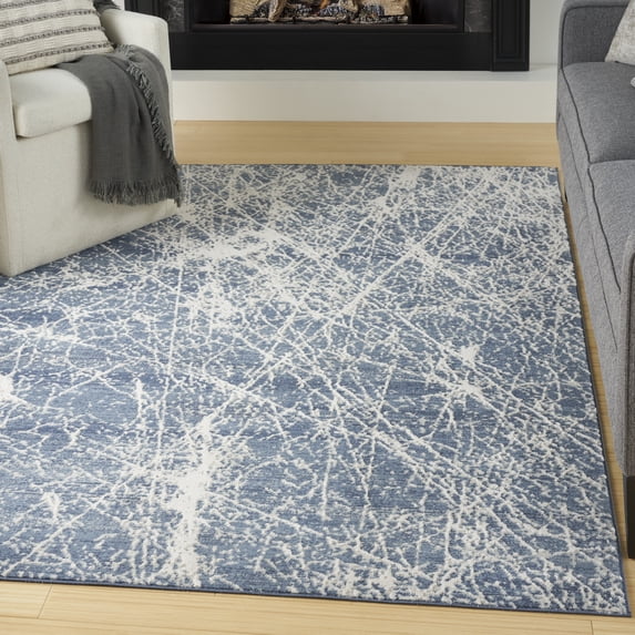 Nourison Splendid Modern Navy Ivory 5'3" x 7'3" Area Rug (5x7)
