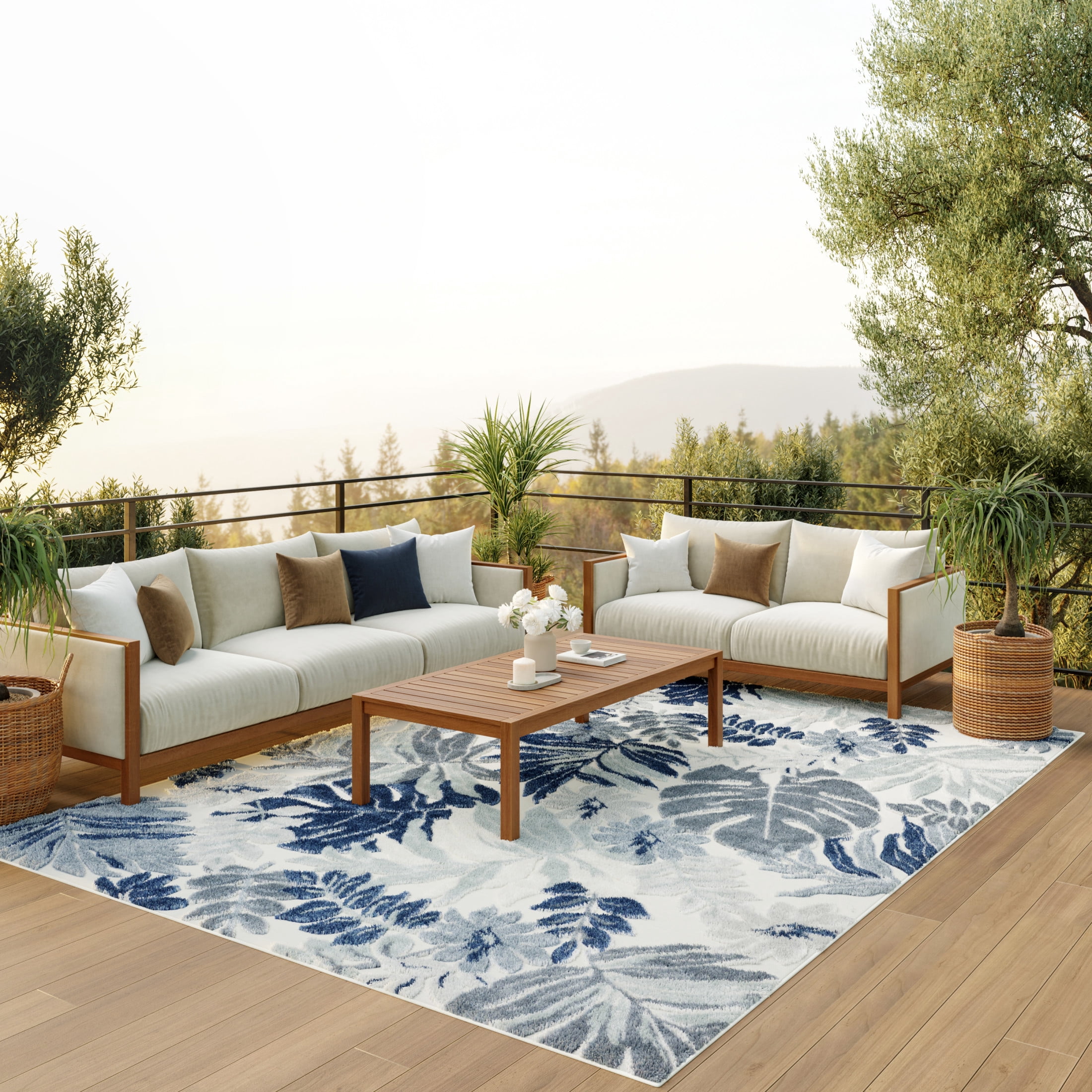 Nourison Suncoast 9' x 12' Blue Tropical Rug