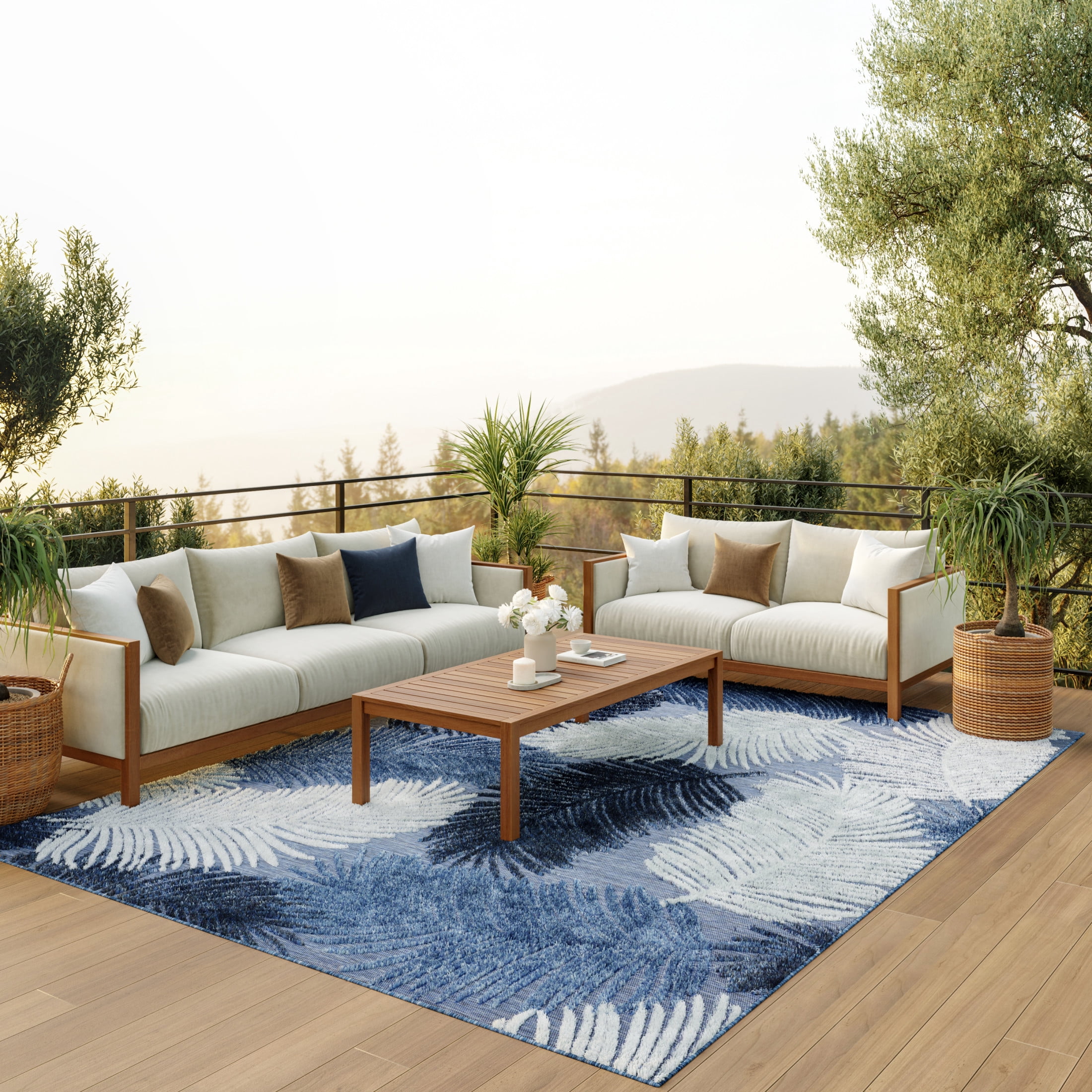 Nourison Suncoast 9' x 12' Denim Tropical Rug