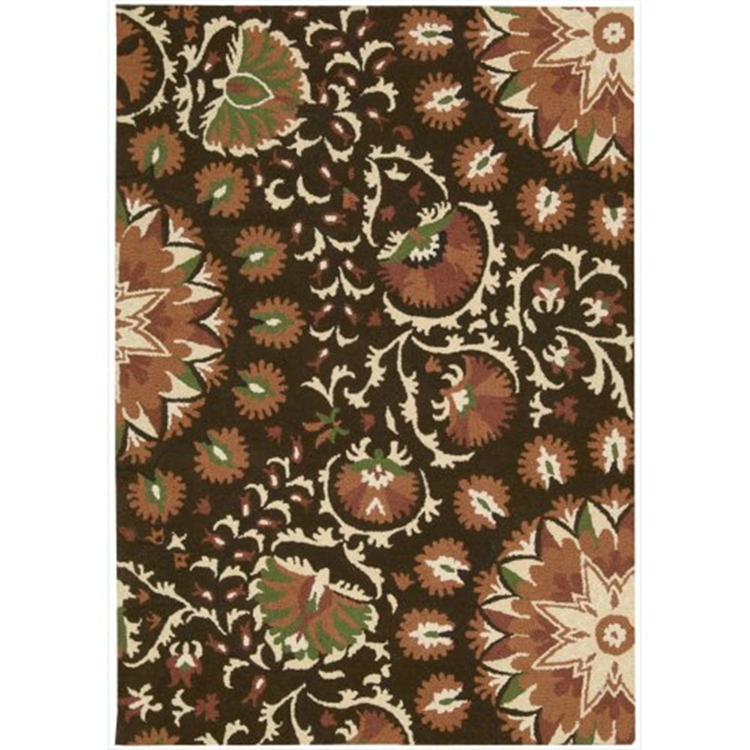 Handcrafted Traditional Floral Brown Wool Rug 8' x 10'