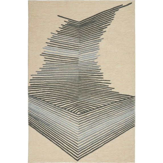 Nourison Symmetry Area Rug-Color:Ivory/Grey,Shape:Rectangle,Size:7'9" X 9'9"