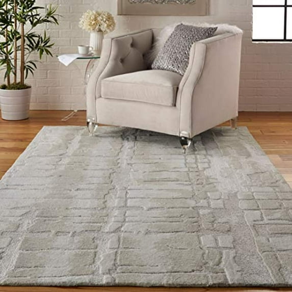 Nourison Symmetry Textured Area Rug Ivory/Beige 7'9" x 9'9" 8' x 10' White, Beige