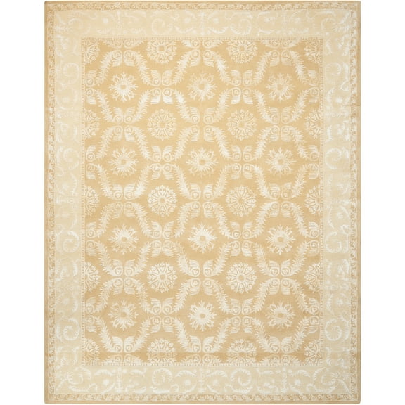 Nourison  Symphony Hand-tufted Area Rug Yellow 7'6" x 9'6" Contains Latex Wool Abstract 8' x 10' Indoor Grey