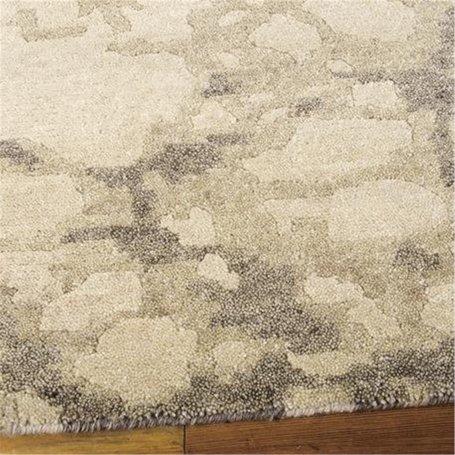 Handmade Linen Grey Wool Abstract 7'9" x 9'9" Area Rug