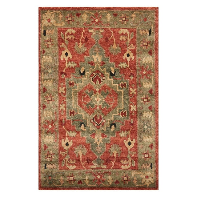 Nourison  Tahoe TA01 Hand-knotted Area Rug Green/Orange 2'3" x 8' Runner 8' Runner Rust