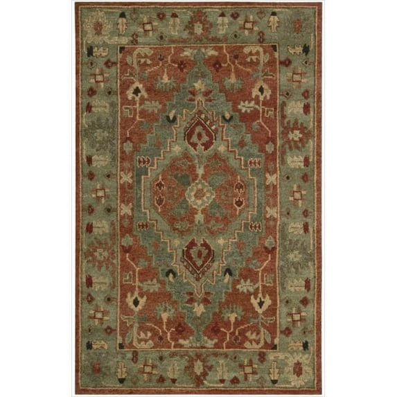 Nourison Tahoe TA01 Hand-knotted Area Rug Green/Orange 9'9" x 13'9" Oriental 0.25 - 0.5 inch 10' x 14' Brown Traditional Hand-Knotted