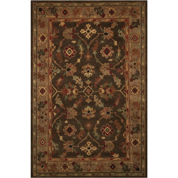 Nourison Tahoe TA10 Hand-knotted Area Rug Black 8'6" x 11'6" Oriental, Abstract 9' x 12' N/A N/A Hand-Knotted