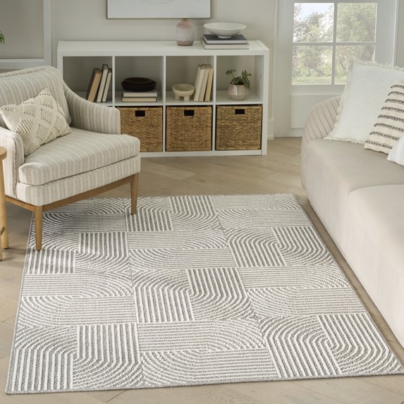 Nourison Textured Home 3'11" x 5'11" Grey Ivory Modern Indoor Rug