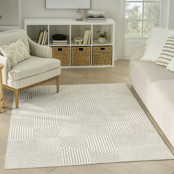 Nourison Textured Home 5'3" x 7' Beige Ivory Modern Indoor Rug
