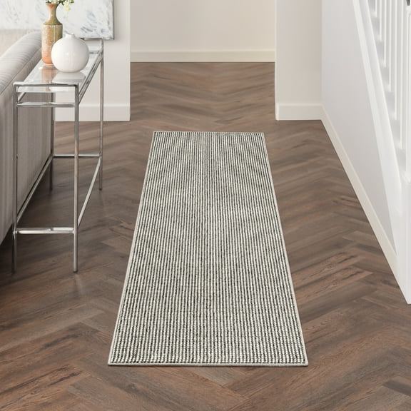 Nourison Textured Home All-over design Ivory Grey 2' x 6' Area Rug (2x6)