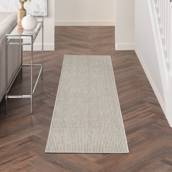 Nourison Textured Home All-over design Ivory Mocha 2'3" x 7'6" Area Rug (2x8)