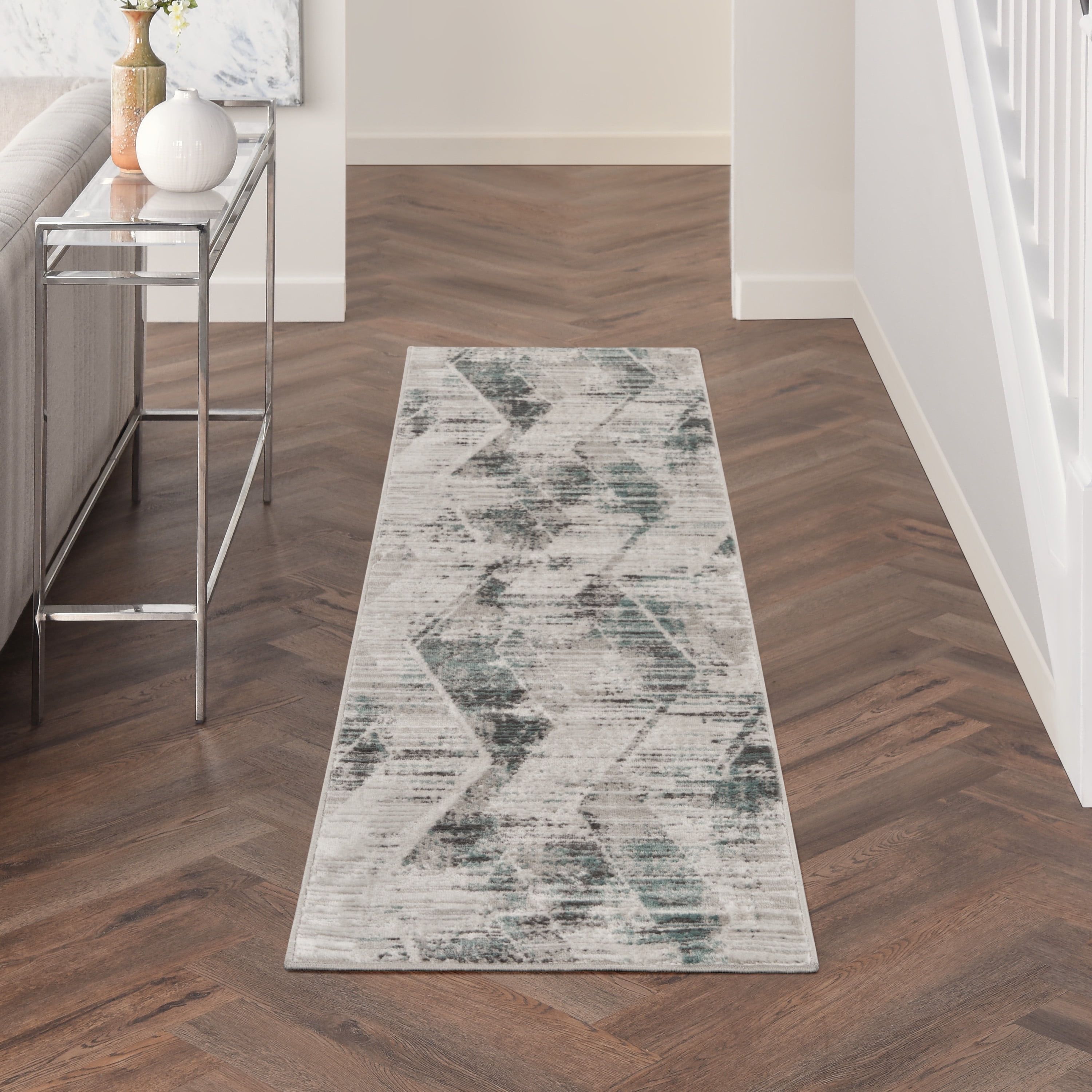 Nourison Thalia 2'2" x 8' Grey/Beige Modern & Contemporary Indoor Rug